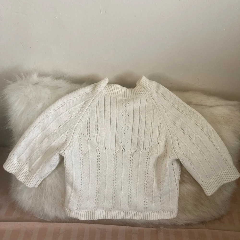 Free People Intimately Off White Cropped Knit Body Sweater - Picture 6 of 9